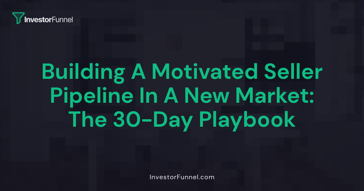 Building a Motivated Seller Pipeline in a Brand New Market: The 30-Day Playbook