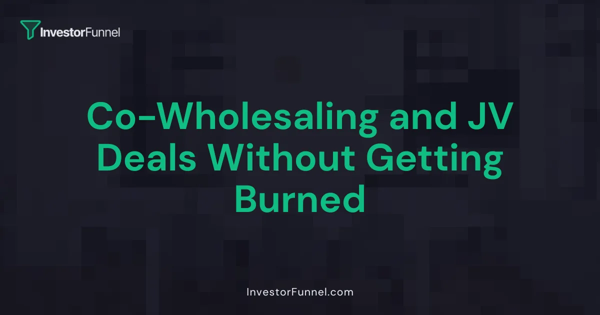 Co-Wholesaling and JV Deals Without Getting Burned