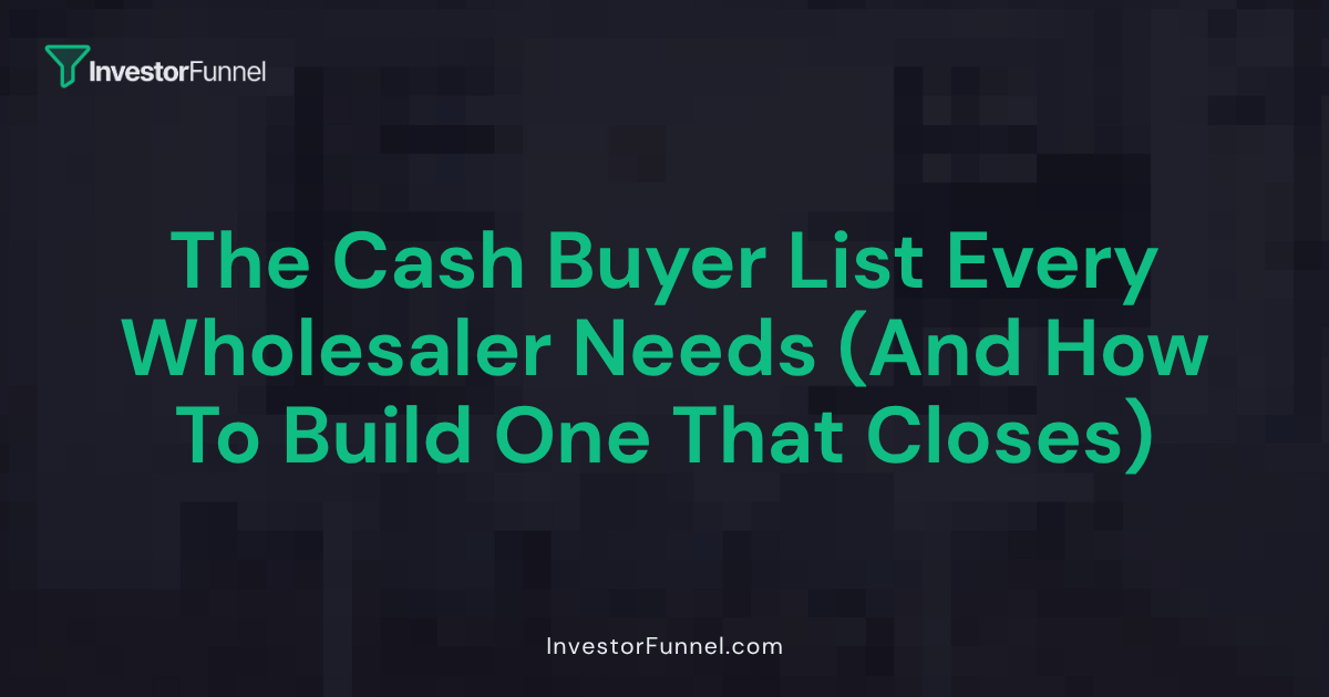 The Cash Buyer List Every Wholesaler Needs (And How to Build One That Actually Closes)