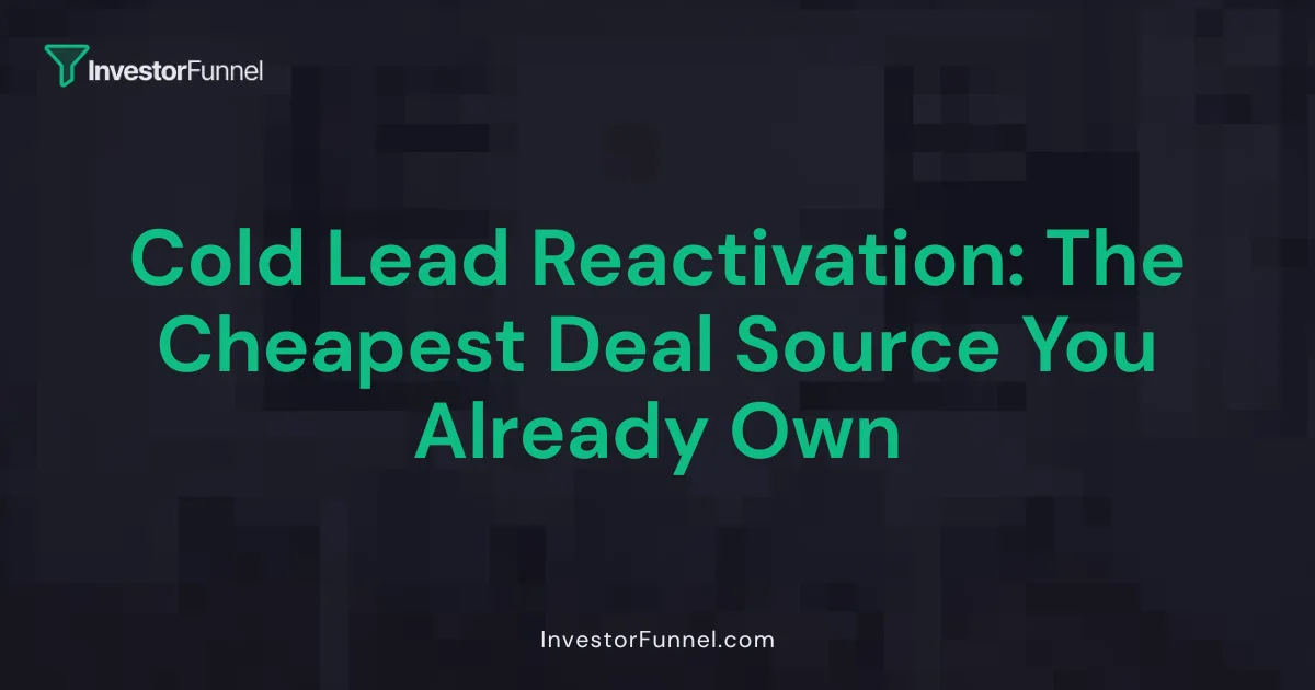 Cold Lead Reactivation: The Cheapest Deal Source You Already Own