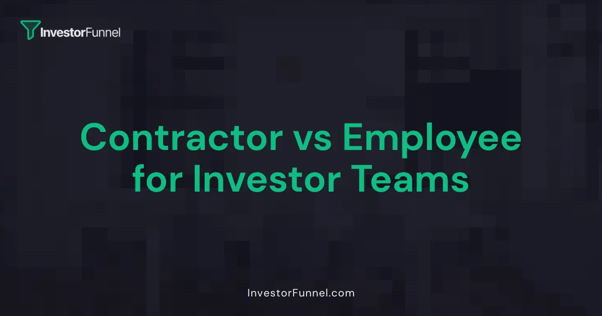 Contractor vs Employee for Investor Teams