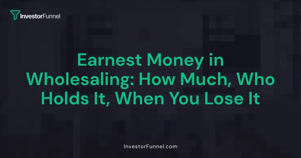 Earnest Money in Wholesaling: How Much, Who Holds It, When You Lose It