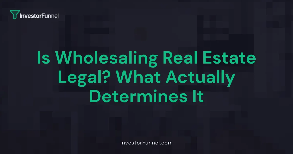 Is Wholesaling Real Estate Legal? What Actually Determines It