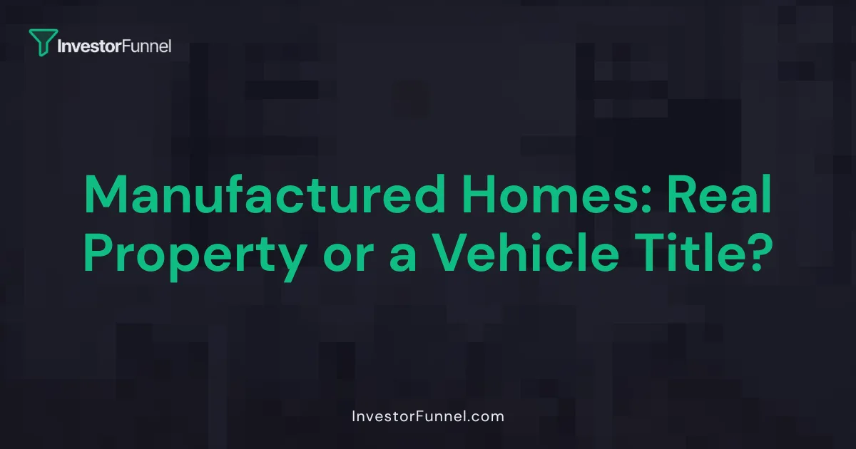 Manufactured Homes: Real Property or a Vehicle Title?