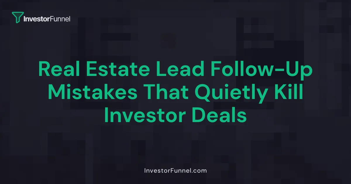 Real Estate Lead Follow-Up Mistakes That Quietly Kill Deals