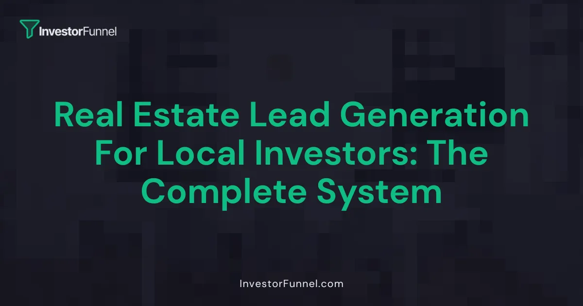 Real Estate Lead Generation for Investors: The Complete System