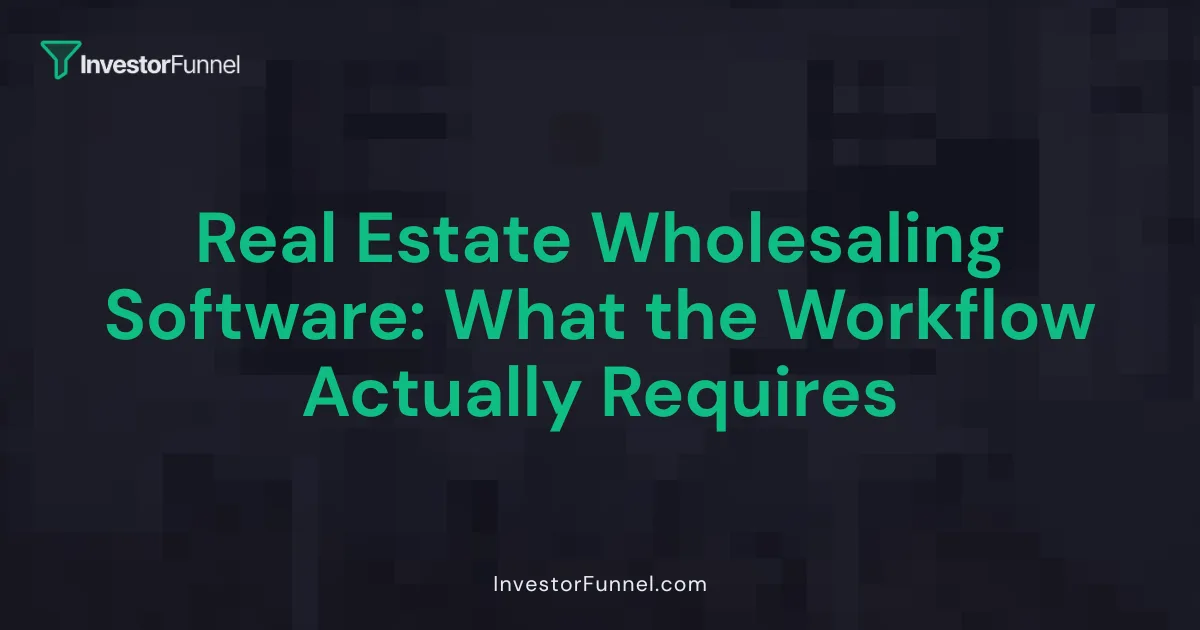 Real Estate Wholesaling Software: What the Workflow Actually Requires