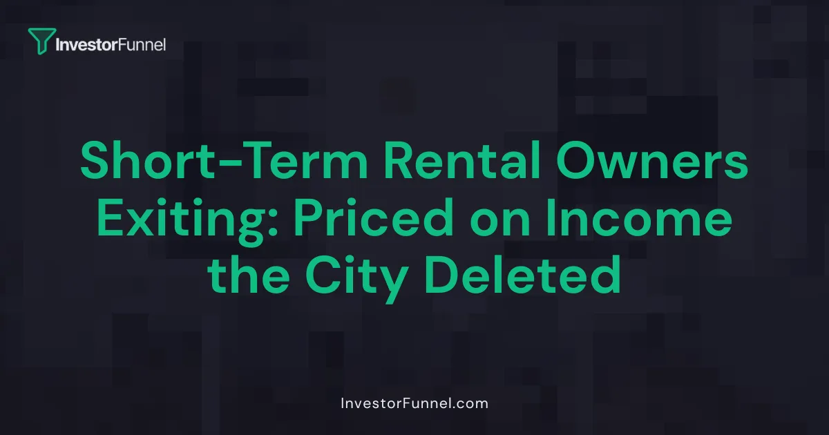 Short-Term Rental Owners Exiting: Priced on Income the City Deleted