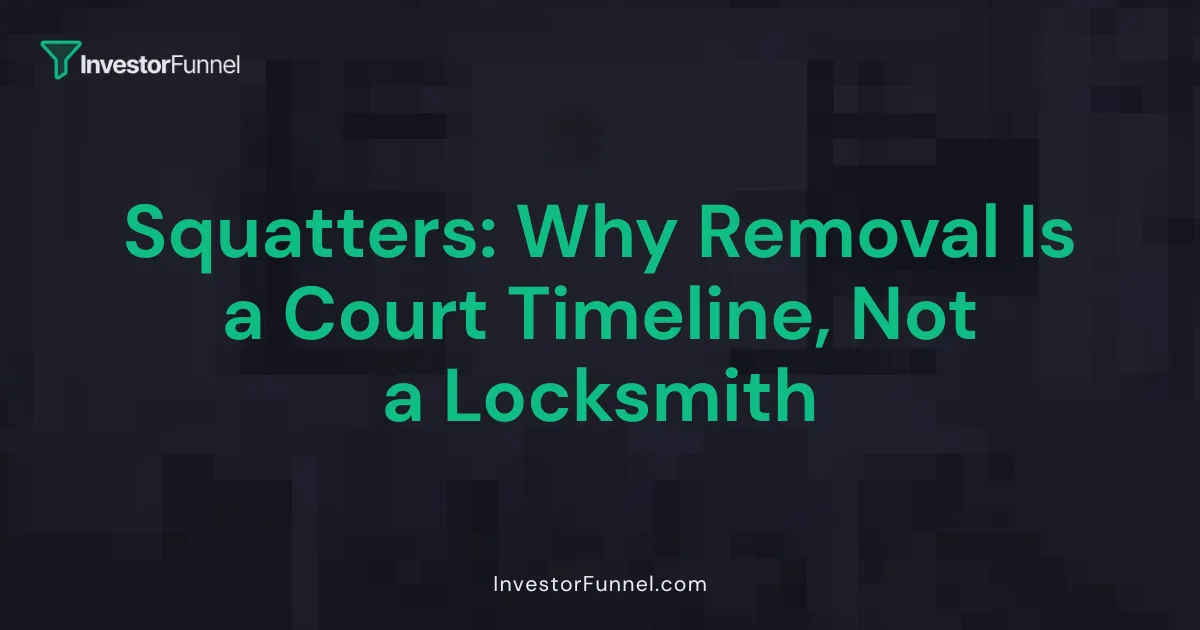 Squatters: Why Removal Is a Court Timeline, Not a Locksmith