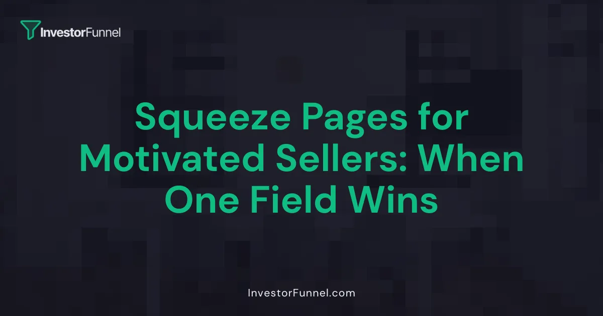 Squeeze Pages for Motivated Sellers: When One Field Wins