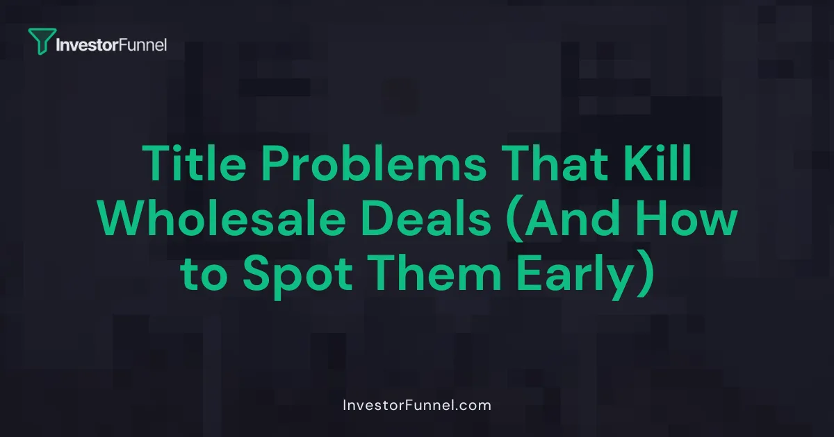 Title Problems That Kill Wholesale Deals (And How to Spot Them Early)
