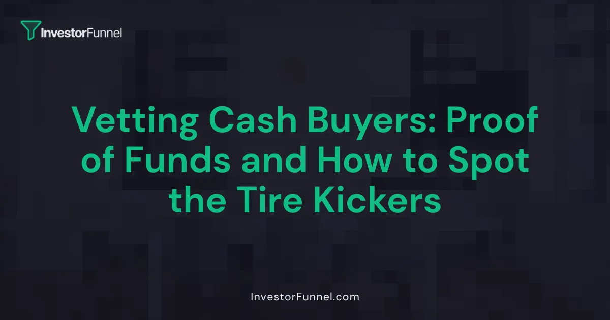 Vetting Cash Buyers: Proof of Funds and How to Spot the Tire Kickers