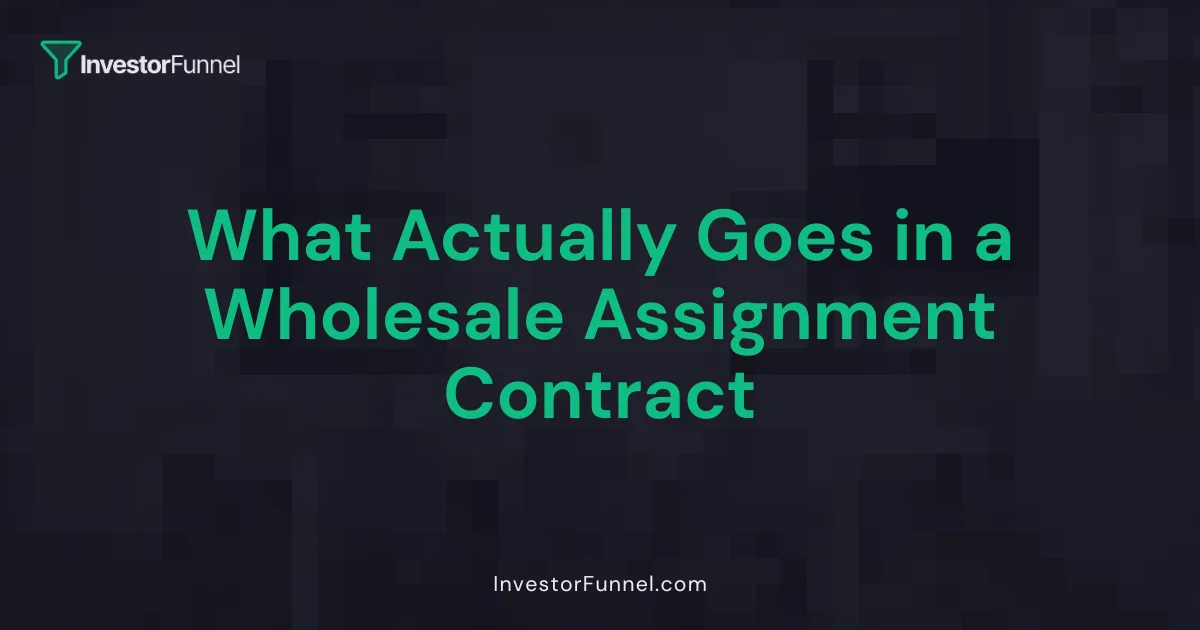 What Actually Goes in a Wholesale Assignment Contract
