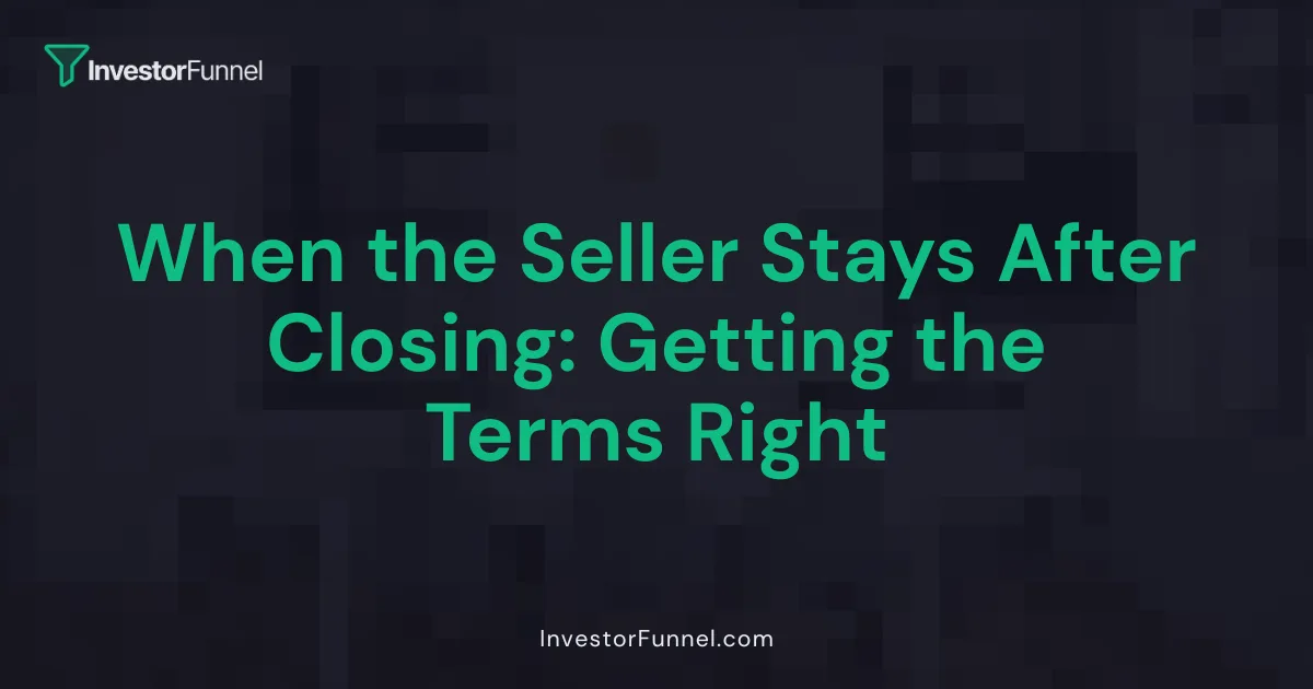 When the Seller Stays After Closing: Getting the Terms Right