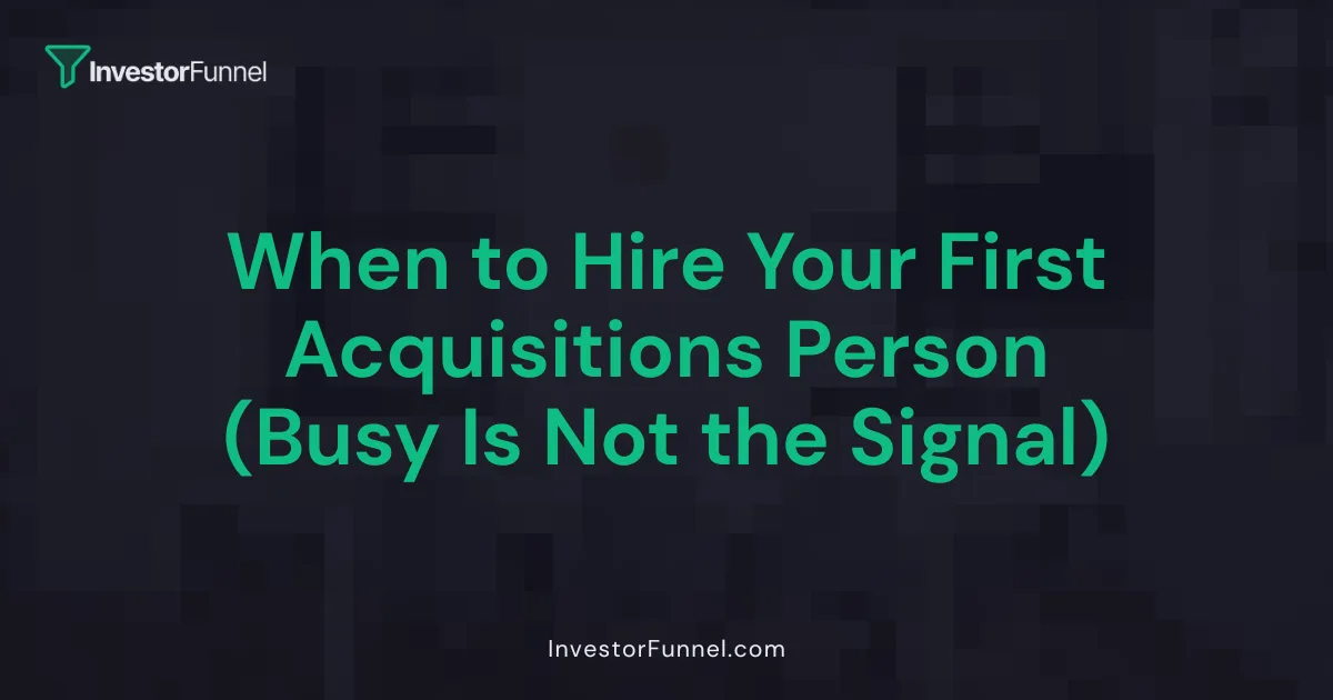When to Hire Your First Acquisitions Person (Busy Is Not the Signal)