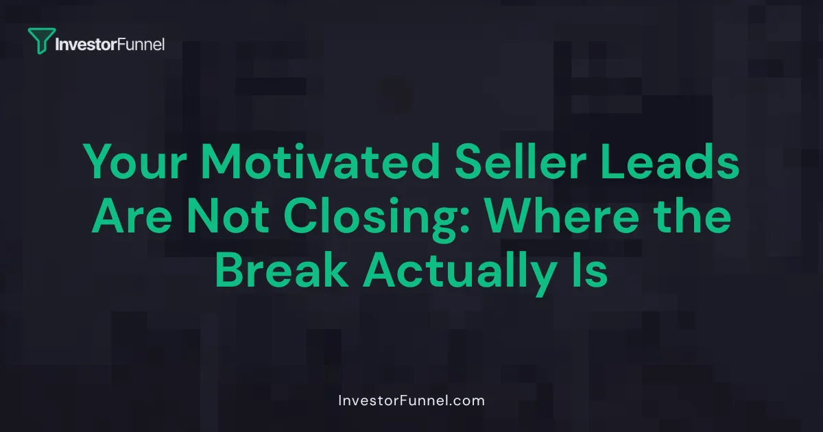 Your Motivated Seller Leads Are Not Closing: Where the Break Actually Is